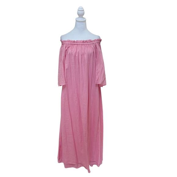 Pearl & Caviar Off Shoulder Cotton Maxi XS Pink NWT - Picture 2 of 8